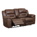  Manufacturer Color_Chocolate  Motion Type_Power Recline  -- Stoneland Reclining Leather Look Loveseat with Console IMAGE 2