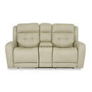  Flexsteel Grant 1480-64PH Power Loveseat w/ Console and Power Headrests - Ivory IMAGE 1