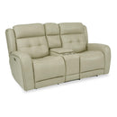  Flexsteel Grant 1480-64PH Power Loveseat w/ Console and Power Headrests - Ivory IMAGE 2