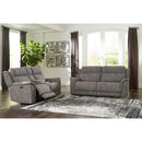  Manufacturer Color_Slate  -- Signature Design by Ashley Next Gen DuraPella Power Reclining Leather Look Loveseat with Console IMAGE 11