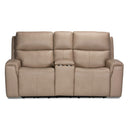  Flexsteel Jarvis 1828-64PH Power Reclining Loveseat with Console and Power Headrests - Parchment IMAGE 1