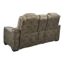  Manufacturer Color_Sand  -- Signature Design by Ashley Next Gen DuraPella Power Reclining Leather Look Loveseat with Console IMAGE 4