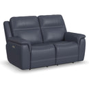  Flexsteel Sawyer 1845-60PH Power Reclining Loveseat with Power Headrests and Lumbar - Blue IMAGE 1
