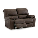  Manufacturer Color_Dark Brown  -- Signature Design by Ashley Leesworth Reclining Leather Match Loveseat IMAGE 2
