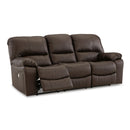  Manufacturer Color_Dark Brown  -- Signature Design by Ashley Leesworth Power Reclining Leather Match Sofa IMAGE 2