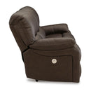  Manufacturer Color_Dark Brown  -- Signature Design by Ashley Leesworth Power Reclining Leather Match Sofa IMAGE 4