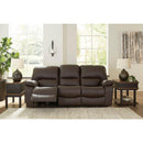  Manufacturer Color_Dark Brown  -- Signature Design by Ashley Leesworth Power Reclining Leather Match Sofa IMAGE 6
