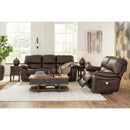  Manufacturer Color_Dark Brown  -- Signature Design by Ashley Leesworth Power Reclining Leather Match Sofa IMAGE 9