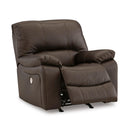  Manufacturer Color_Dark Brown  -- Signature Design by Ashley Leesworth Power Rocker Leather Match Recliner IMAGE 2
