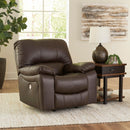 Manufacturer Color_Dark Brown  -- Signature Design by Ashley Leesworth Power Rocker Leather Match Recliner IMAGE 6