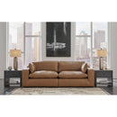  Manufacturer Color_Caramel  -- Signature Design by Ashley Emilia Stationary Leather Match Loveseat IMAGE 2