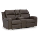  Manufacturer Color_Umber  -- Signature Design by Ashley Lavenhorne Reclining Leather Look Loveseat with Console IMAGE 1