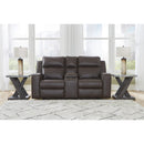  Manufacturer Color_Umber  -- Signature Design by Ashley Lavenhorne Reclining Leather Look Loveseat with Console IMAGE 6