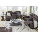  Manufacturer Color_Umber  -- Signature Design by Ashley Lavenhorne Reclining Leather Look Loveseat with Console IMAGE 9