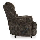  Manufacturer Color_Chocolate  -- Signature Design by Ashley Movie Man Fabric Recliner with Wall Recline IMAGE 4