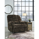 Manufacturer Color_Chocolate  -- Signature Design by Ashley Movie Man Fabric Recliner with Wall Recline IMAGE 6