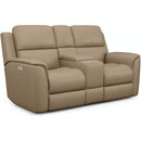  Flexsteel Henry 1041-64PH Power Reclining Console Loveseat w/ PHRs & Lumbar IMAGE 1