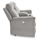  Manufacturer Color_Ash  -- Signature Design by Ashley Barnsana Power Reclining Fabric Loveseat with Console IMAGE 4