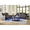  Manufacturer Color_Shadow  -- Signature Design by Ashley Fyne Dyme Power Reclining Leather Look Loveseat with Console IMAGE 14