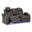 Manufacturer Color_Shadow  -- Signature Design by Ashley Fyne Dyme Power Reclining Leather Look Loveseat with Console IMAGE 2