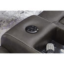  Manufacturer Color_Shadow  -- Signature Design by Ashley Fyne Dyme Power Reclining Leather Look Loveseat with Console IMAGE 7