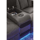  Manufacturer Color_Shadow  -- Signature Design by Ashley Fyne Dyme Power Reclining Leather Look Loveseat with Console IMAGE 8