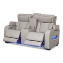  Manufacturer Color_Grey  -- Signature Design by Ashley Boyington Power Reclining Leather Match Loveseat with Console IMAGE 2