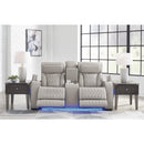  Manufacturer Color_Grey  -- Signature Design by Ashley Boyington Power Reclining Leather Match Loveseat with Console IMAGE 7