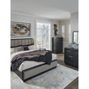  Size_King  -- Rowanbeck B821B4 King Upholstered Panel Bed IMAGE 11