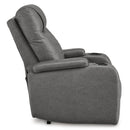  Manufacturer Color_Slate  -- Signature Design by Ashley Schooner Rocks Power Leather Look Recliner IMAGE 4