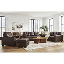  Manufacturer Color_Dark Brown  -- Signature Design by Ashley Santorine Leather Match Ottoman IMAGE 8