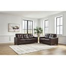  Manufacturer Color_Dark Brown  -- Signature Design by Ashley Santorine Stationary Leather Match Sofa IMAGE 6