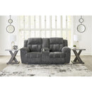  Manufacturer Color_Graphite  -- Signature Design by Ashley Frohn Reclining Fabric Loveseat with Console IMAGE 6