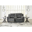  Manufacturer Color_Graphite  -- Signature Design by Ashley Frohn Reclining Fabric Loveseat with Console IMAGE 7