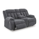  Manufacturer Color_Steel  -- Signature Design by Ashley Observation Power Reclining Fabric Loveseat with Console IMAGE 2