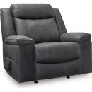 Manufacturer Color_Shadow -- Signature Design by Ashley Status Check Rocker Leather Look Recliner IMAGE 1