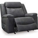  Manufacturer Color_Shadow -- Signature Design by Ashley Status Check Rocker Leather Look Recliner IMAGE 2