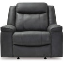  Manufacturer Color_Shadow -- Signature Design by Ashley Status Check Rocker Leather Look Recliner IMAGE 3