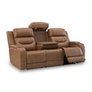  Manufacturer Color_Caramel  -- Signature Design by Ashley Knightington Power Reclining Leather Match Sofa IMAGE 1