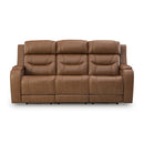  Manufacturer Color_Caramel  -- Signature Design by Ashley Knightington Power Reclining Leather Match Sofa IMAGE 2