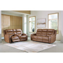  Manufacturer Color_Caramel  -- Signature Design by Ashley Knightington Power Reclining Leather Match Loveseat with Console IMAGE 13