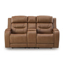  Manufacturer Color_Caramel  -- Signature Design by Ashley Knightington Power Reclining Leather Match Loveseat with Console IMAGE 3