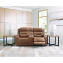  Manufacturer Color_Caramel  -- Signature Design by Ashley Knightington Power Reclining Leather Match Loveseat with Console IMAGE 6
