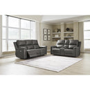 Manufacturer Color_Anchor  -- Signature Design by Ashley Bleckley Power Reclining Leather Match Loveseat with Console IMAGE 8