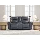  Manufacturer Color_Admiral  -- Signature Design by Ashley Next Move Power Reclining Leather Match Loveseat with Console IMAGE 7