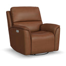  Flexsteel Henry Power Swivel Glider Leather Recliner Henry 1041-53P5-94672 Power Recliner - Caramel IMAGE 1