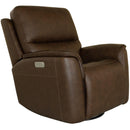  Flexsteel Henry Power Swivel Glider Leather Recliner Henry 1041-53P5-94672 Power Recliner - Burnt Umber IMAGE 1