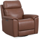  Flexsteel Refined Hickory Power Swivel Glider Leather Recliner Q3421-53P3-73570 IMAGE 1