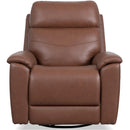  Flexsteel Refined Hickory Power Swivel Glider Leather Recliner Q3421-53P3-73570 IMAGE 3